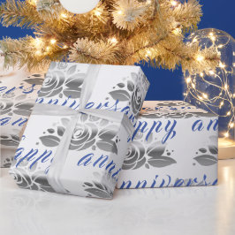 Floral Luxury Happy Silver 25 Jahre Jubiläum Geschenkpapier