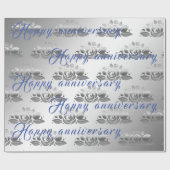 Floral Luxury Happy Silver 25 Jahre Jubiläum Geschenkpapier (Flach)