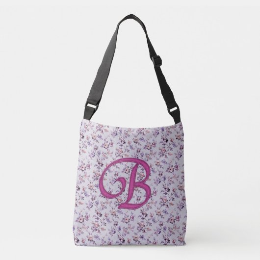 Floral Luxury Monogram B Tragetaschen Mit Langen Trägern (Vorderseite)