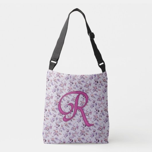 Floral Luxury Monogram R Tragetaschen Mit Langen Trägern (Vorderseite)