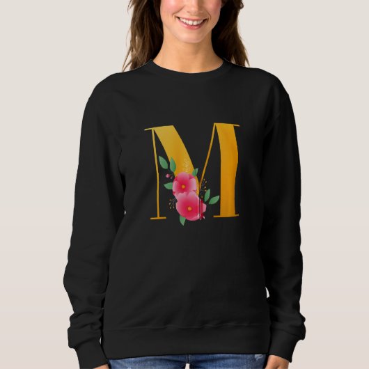 Floral M Alphabet Niedlich Initialmonogramm Letter Sweatshirt (Vorderseite)