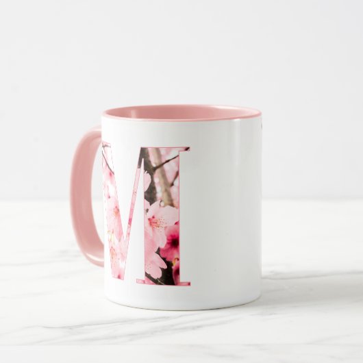 Floral M Initial Mug | Personalized Name & Traits Tasse (Vorderseite Links)