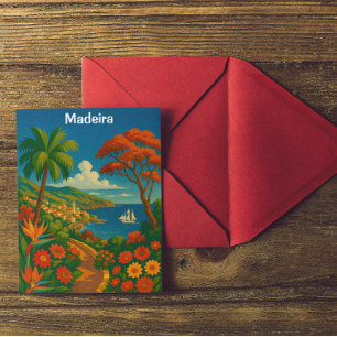 Floral Madeira Vintage Reisen Art Postkarte