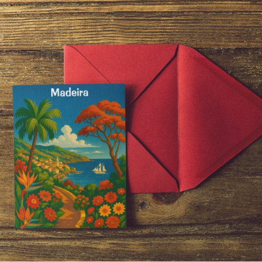 Floral Madeira Vintage Reisen Art Postkarte
