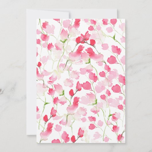 Floral Magenta Hochzeit Einladung (Rückseite)