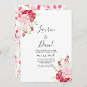 Floral Magenta Hochzeit Einladung (Vorne/Hinten)