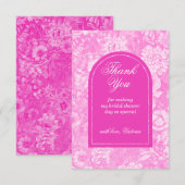 Floral Magenta Pink Brautparty Dankeskarte (Vorne/Hinten)