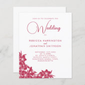Floral Magenta Pink Budget Einladung Hochzeit (Vorne/Hinten)