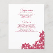 Floral Magenta Pink Budget Einladung Hochzeit (Rückseite)