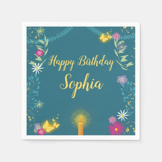 Floral Magic Candle Napkin Serviette (Vorderseite)