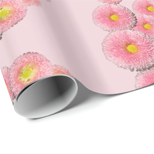 Floral Magic Pink Daisy Wrapping Paper Geschenkpapier (Rolleneckpunkt)