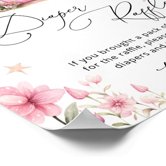 Floral Magical Fairy Garden Diaper Raffel Poster (Ecke)