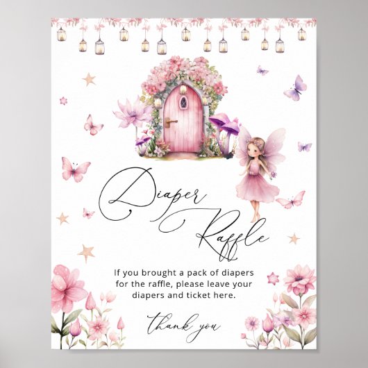Floral Magical Fairy Garden Diaper Raffel Poster (Vorne)