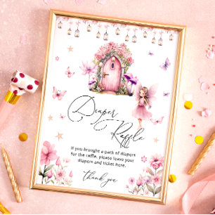 Floral Magical Fairy Garden Diaper Raffel Poster