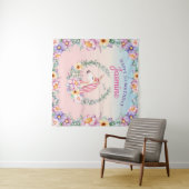 Floral Magical Unicorn Backdrop & Tapestry  Wandteppich (Beispiel (Horizontal))