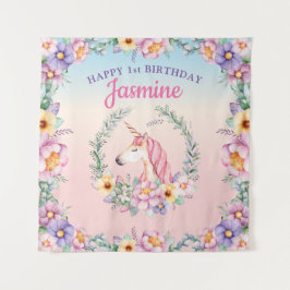 Floral Magical Unicorn Backdrop & Tapestry  Wandteppich