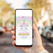 Floral Magischer Regenbogen Einhorn Geburtstag Einladung