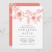 Floral Magnolia Branch Coral Probe Abendessen Einladung (Vorne/Hinten)
