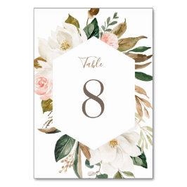 Floral Magnolia Neutrale Beige Blush Tischnummer