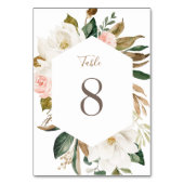Floral Magnolia Neutrale Beige Blush Tischnummer (Vorderseite)