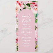 Floral Magnolia Peony Pink Wedding Menükarte (Vorderseite)