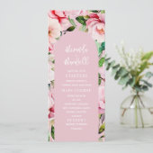 Floral Magnolia Peony Pink Wedding Menükarte (Stehend Vorderseite)