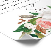 Floral Magnolia Rose Brautparty Mimosa Bar Sign Poster (Ecke)