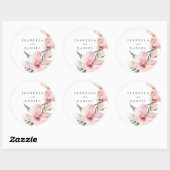 Floral Magnolia Wedding Classic Round Sticker (Blatt)