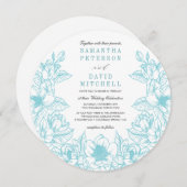 Floral Magnolia Wreath | Blass | Hochzeit Einladung (Vorne/Hinten)