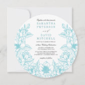 Floral Magnolia Wreath | Blass | Hochzeit Einladung (Vorderseite)