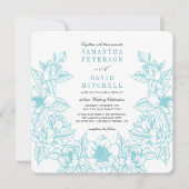 Floral Magnolia Wreath | Blass | Hochzeit Einladung (Vorderseite)