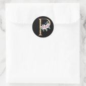 Floral-Magnolien-Monogramm in Goldbuchstaben P Runder Aufkleber (Tasche)