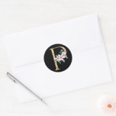 Floral-Magnolien-Monogramm in Goldbuchstaben P Runder Aufkleber (Umschlag)