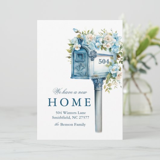 Floral Mailbox Neue Zuhause Wir verschoben Einladung (Stehend Vorderseite)