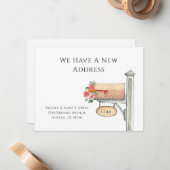 Floral Mailbox Wir sind flach umgezogen Mitteilungskarte (Vorderseite/Rückseite Beispiel)