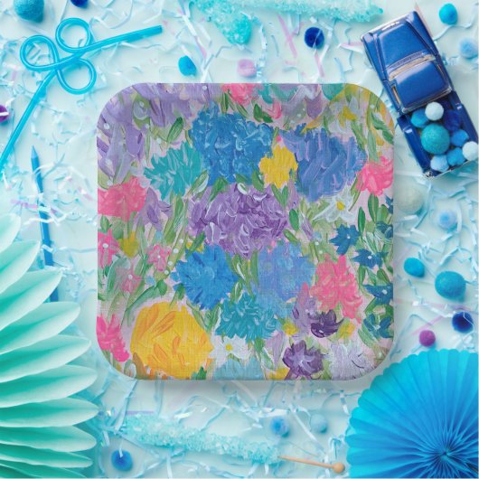 Floral Majestät 9" Square Paper Teller (Party)