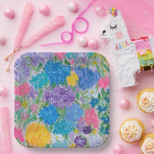 Floral Majestät 9" Square Paper Teller (Party)