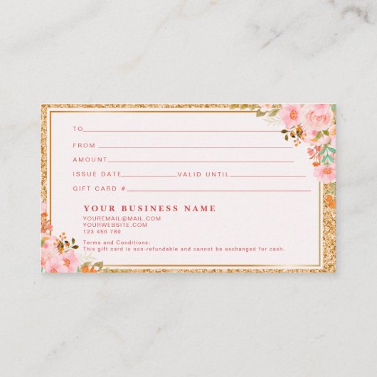 Floral Makeup Artist Beauty Hair Salon Geschenkkar Visitenkarte (Rückseite)