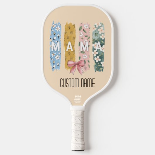 Floral “MAMA” Custom Name Pickleball Schläger (Vorderseite)