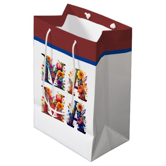 Floral MAMA Mittlere Geschenktüte (Vorderseite Schrägansicht)