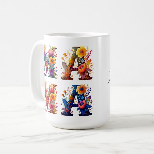 Floral MAMA personalisiert Kaffeetasse (Vorderseite Links)