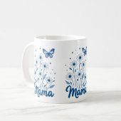 Floral Mama Script mit Blue Butterfly Kaffeetasse (Vorderseite Links)