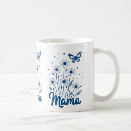 Floral Mama Script mit Blue Butterfly Kaffeetasse (Rechts)