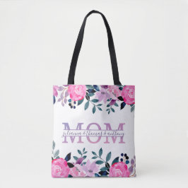 Floral Mama spaltete Monogramm mit Kindernamen Tasche