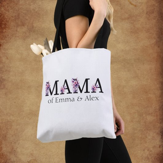 Floral Mama Text Personalisiert Kids Names Tasche