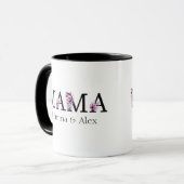 Floral Mama Text Personalisiert Kids Names Tasse (Vorderseite Links)