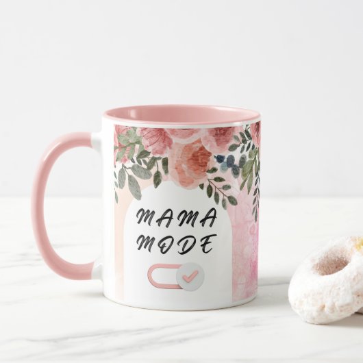 Floral Mama Typography Design Tasse (Mit Donut)