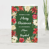 Floral Mama und Stepdad Frohe Weihnachten Karte (Vorderseite)
