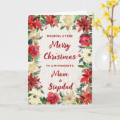 Floral Mama und Stepdad Frohe Weihnachten Karte (Gelbe Blume)