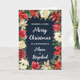 Floral Mama und Stepdad Frohe Weihnachten Karte
